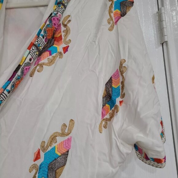 NWOT Gorgeous ANTHROPOLOGIE RD+KOKO EMBROIDERED CARDIGAN KIMONO White Multi - Picture 4 of 5